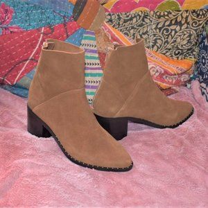 Treasure & Bond Dark Brown Suede Ankle Boots Booties Zipper Entry 9 NEW
